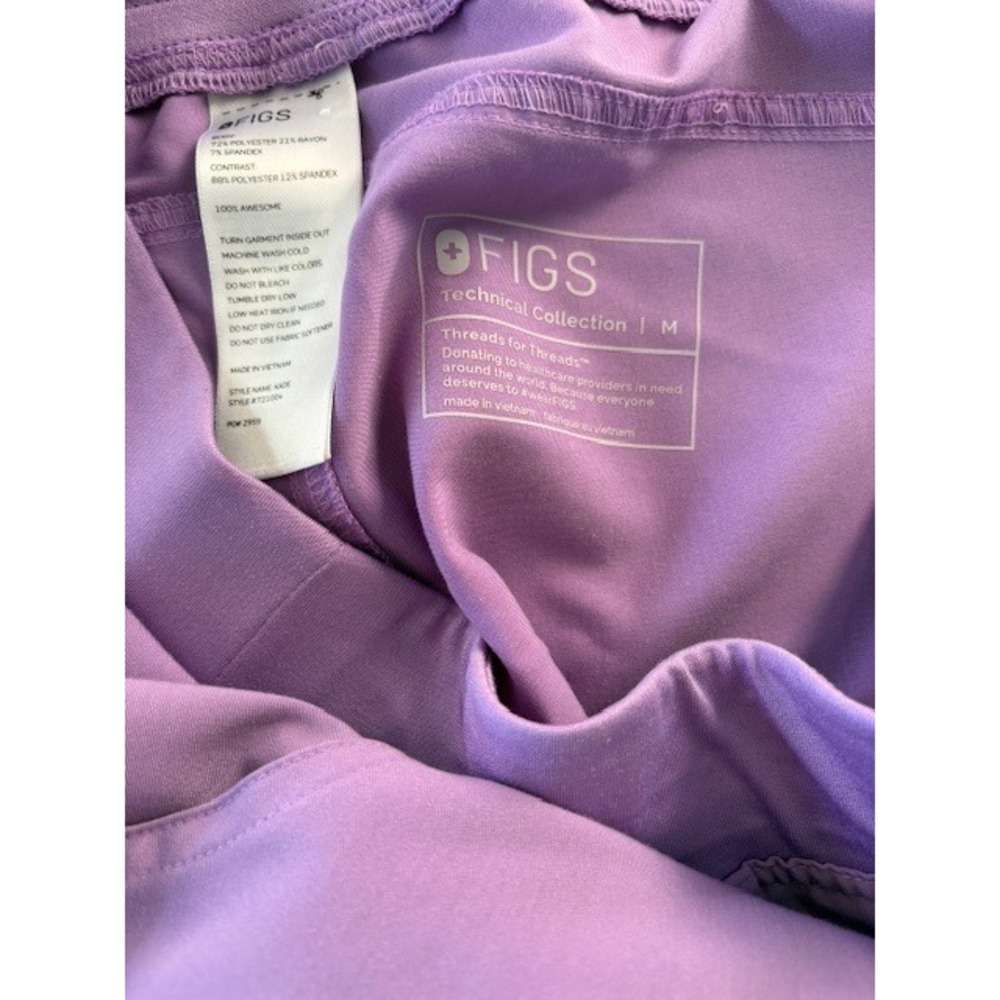 Figs Technical Collection Kade Purple Scrub Pants Womens Medium Teal Drawstring - Picture 3 of 3